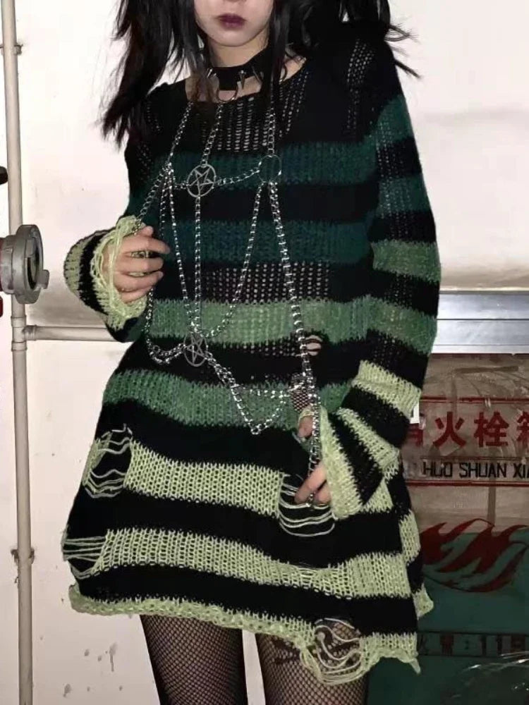 Gothic Striped Knit Sweater